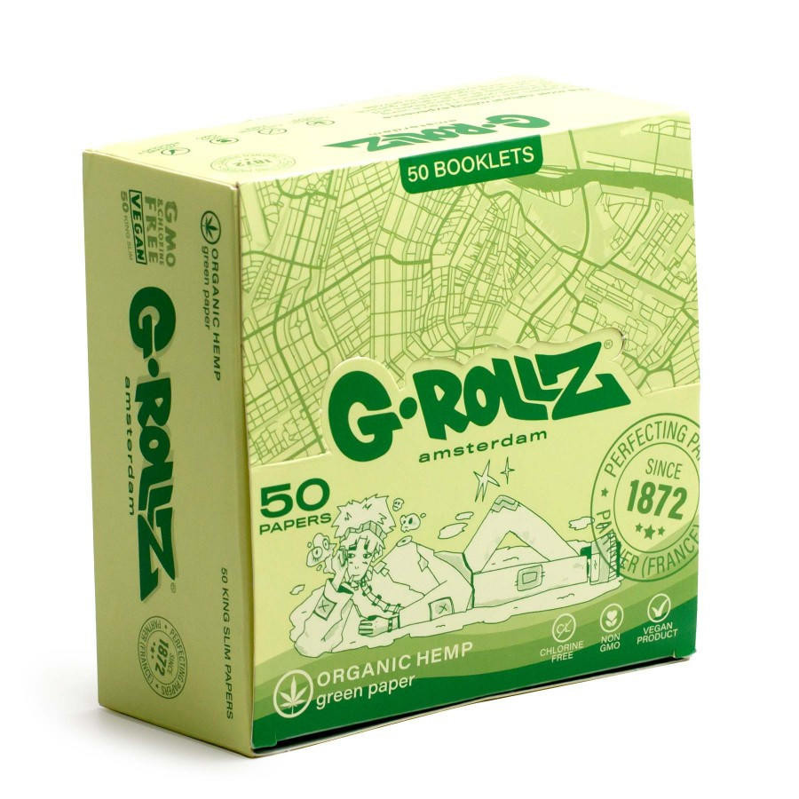 G-ROLLZ | ORGANIC GREEN HEMP ROLLING PAPERS KING SIZE - 50CT DISPLAY