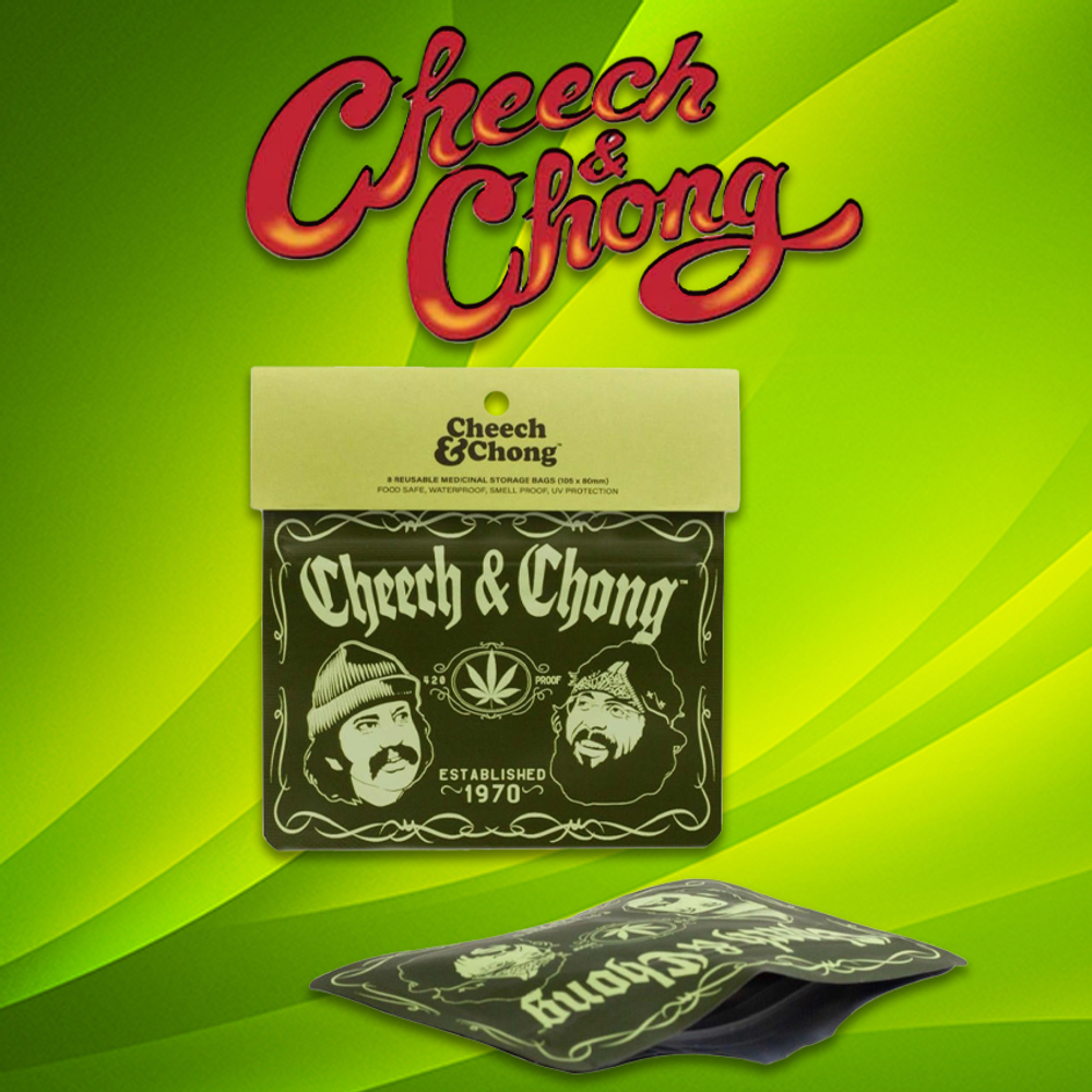 G-ROLLZ | CHEECH & CHONG GREATEST HITS 105X80MM 8-PACK SMELL PROOF BAG - 25CT DISPLAY