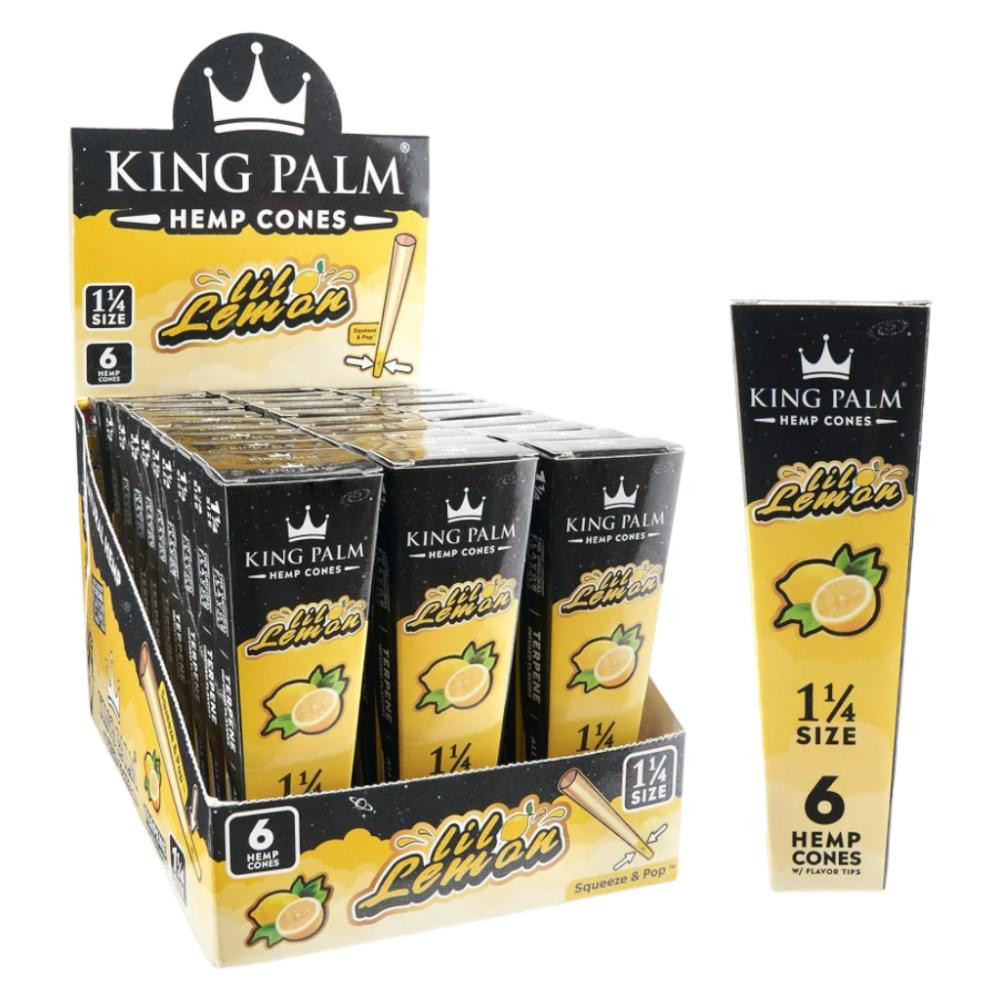  KING PALM 6PK LIL LEMON HEMP CONES 1 1/4 SIZE - 30CT DISPLAY 