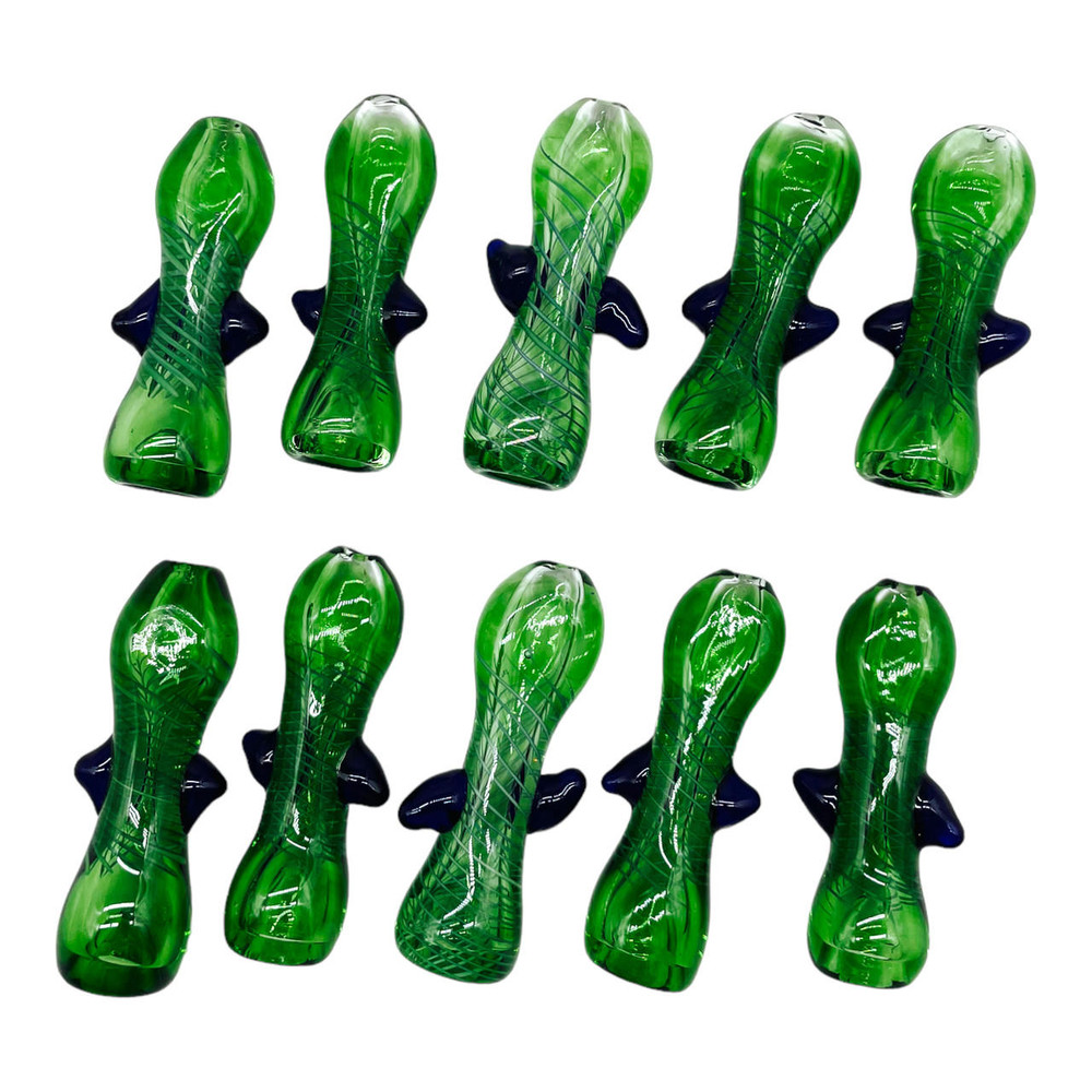  GREEN SHADE RIMMER MOUTH CHILLUM HANDPIPE 3" - BAG OF 10CT 