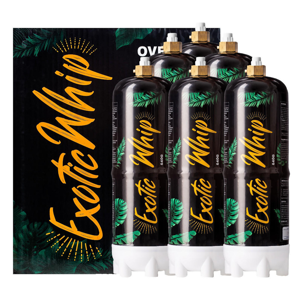 EXOTIC WHIP CREAM CHARGERS 640G NITROUS OXIDE 6CT DISPLAY
