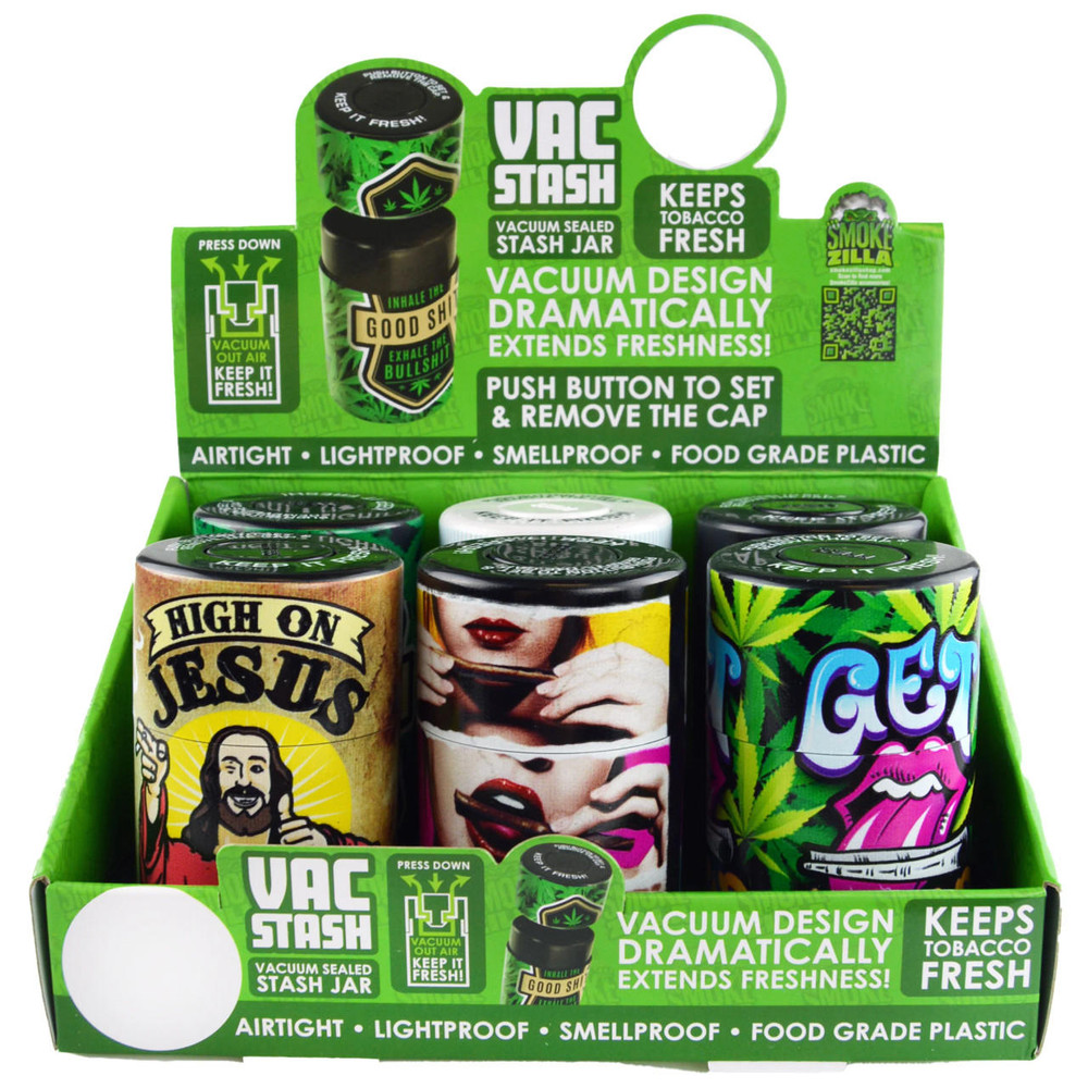  SMOKEZILLA PRINTED VACUUM JAR CONTAINER - 6CT DISPLAY 