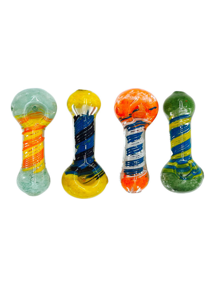  COLORED STRIPS BODY FUMED HANDPIPE 4" - BAG OF 5CT 