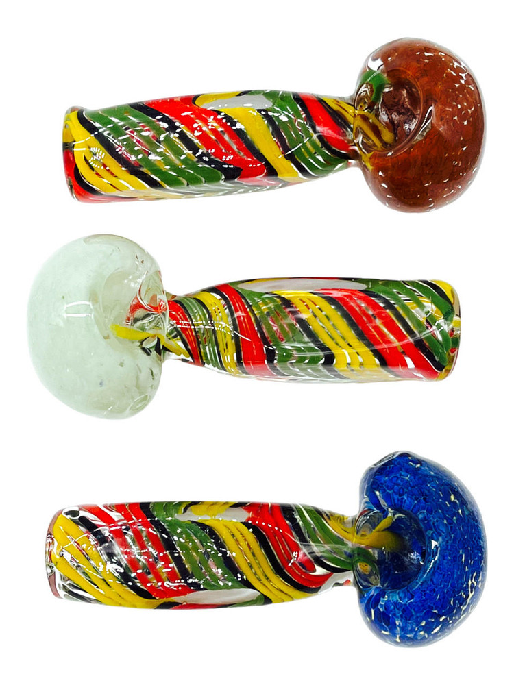  RASTA BODY FUMED HEAD HEAVY HANDPIPE 4" - BAG OF 5CT 