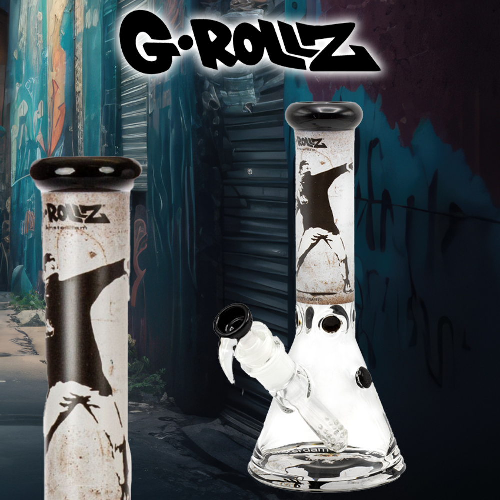 G-ROLLZ BANKSY'S FLOWER THROWER PERCOLATOR BEAKER BONG 13.5"