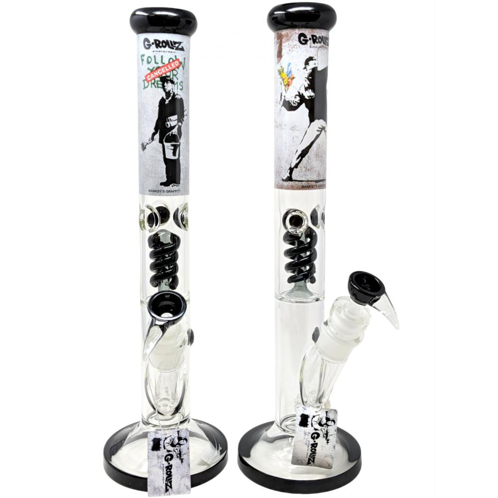  G-ROLLZ BANKSY'S FLOWER THROWER STRAIGHT BONG 17.5" 