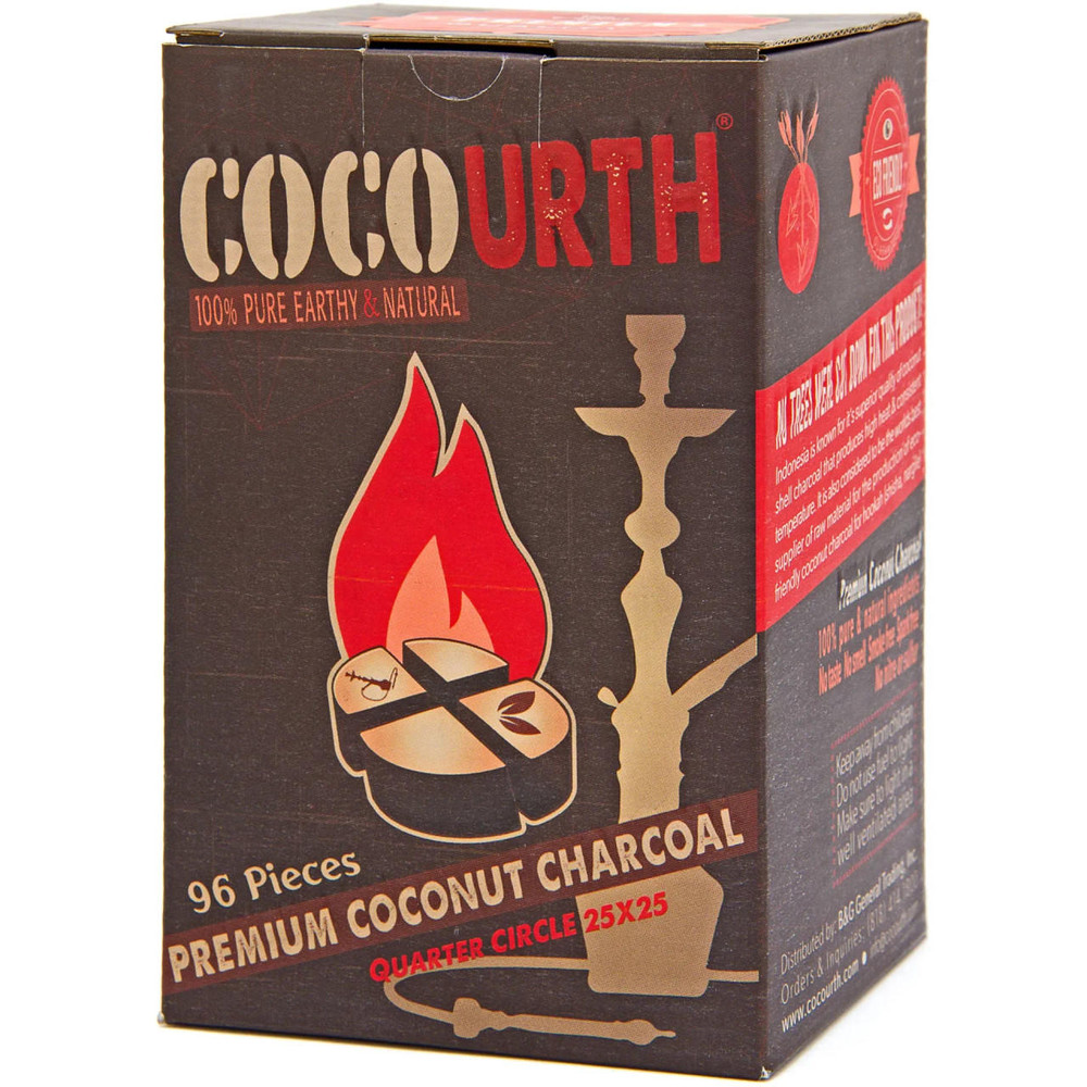  COCOURTH QUARTER CIRCLE HOOKAH CHARCOAL - 96CT 