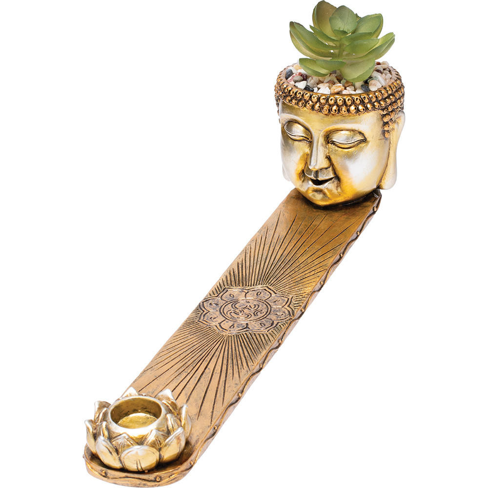  FUJIMA BUDDHA INCENSE BURNER WITH PLANT 12.5" 