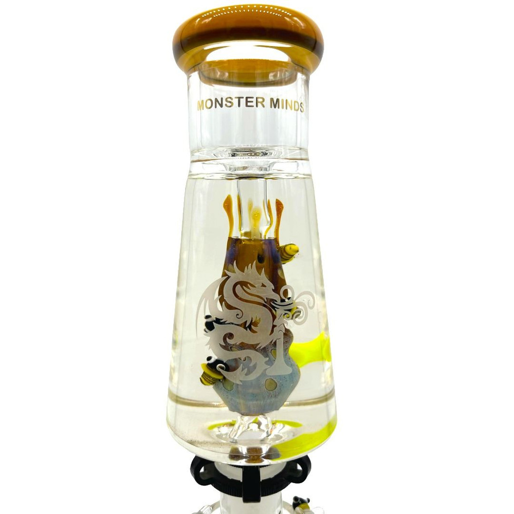MONSTER MINDS - DISC AND HONEYCOMB PERC GLYCO FILLED BEES DESIGN 17" WATERPIPE