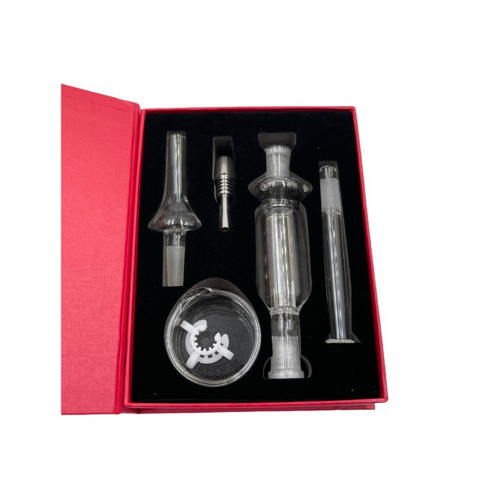 METRIX NECTAR COLLECTOR RED BOX SET WITH QUARTZ TIP, METAL TIP, GLASS DISH & PLASTIC CLIP