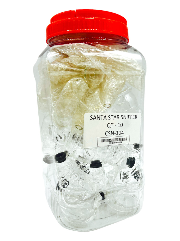 GLASS SANTA STAR SNIFFER - 10CT JAR