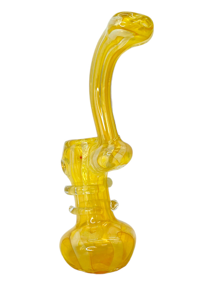 HEAVY GOLDEN FUMED BUBBLER 8"