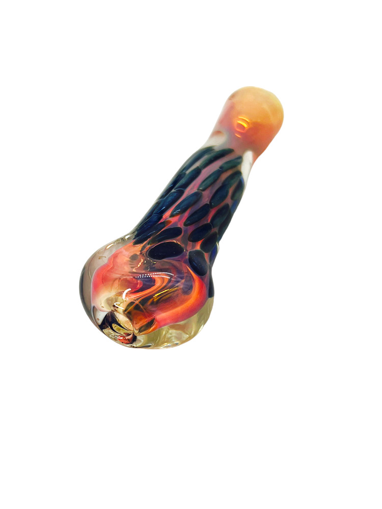 GOLD FUMING INSIDE DOTTED GLASS CHILLUM 3" - 10CT BAG