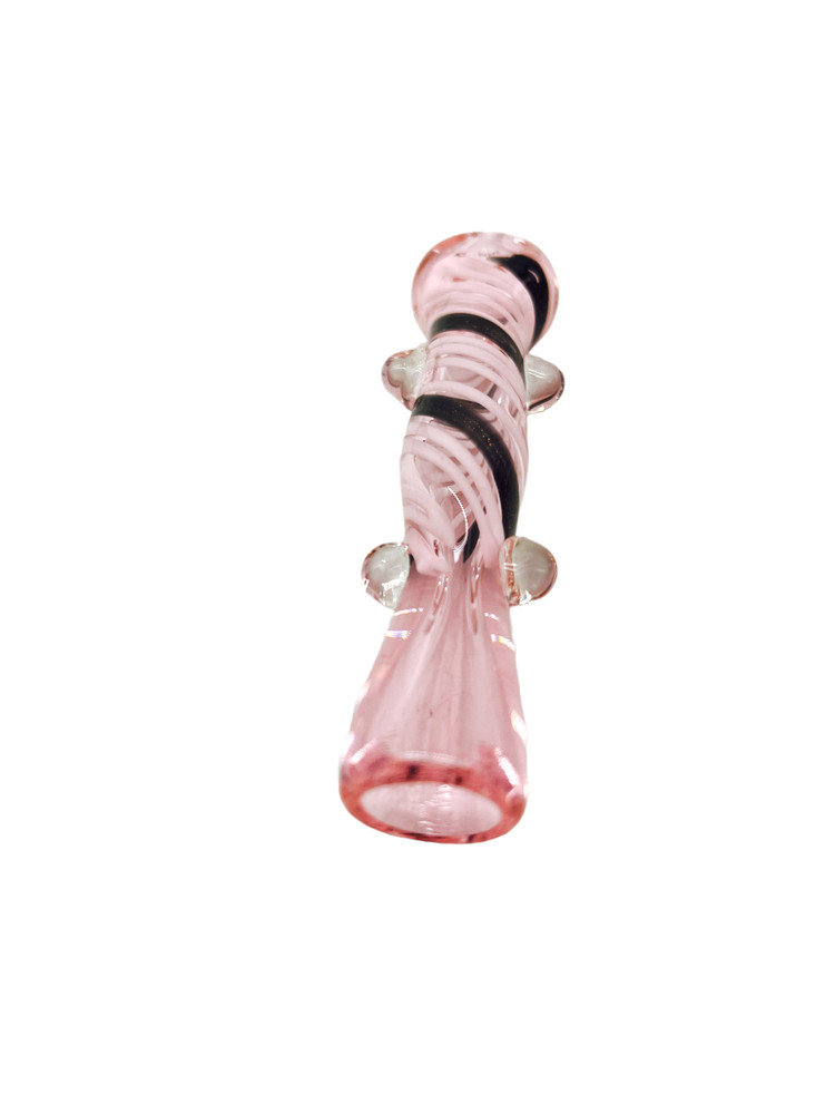 PINK TUBING DICHROIC GLASS CHILLUM 3" - 10CT BAG