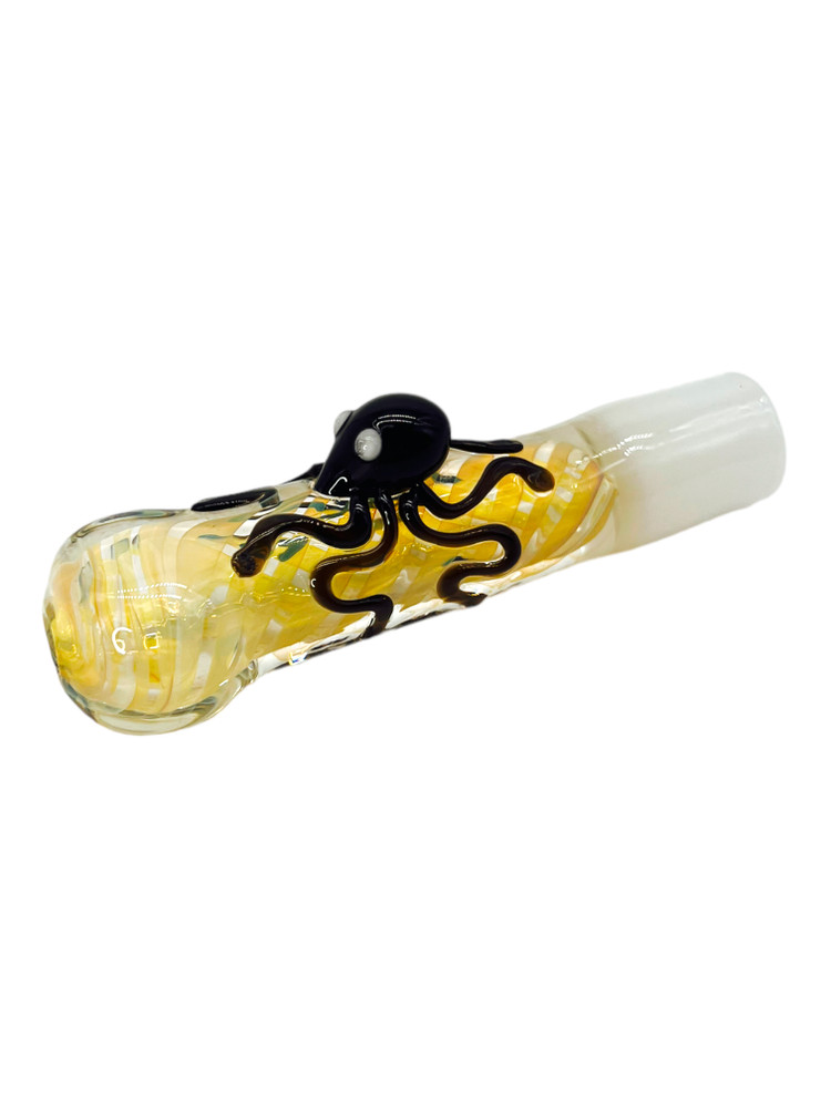 BLACK OCTOPUS GILD FUMED GLASS CHILLUM 3" - 10CT BAG