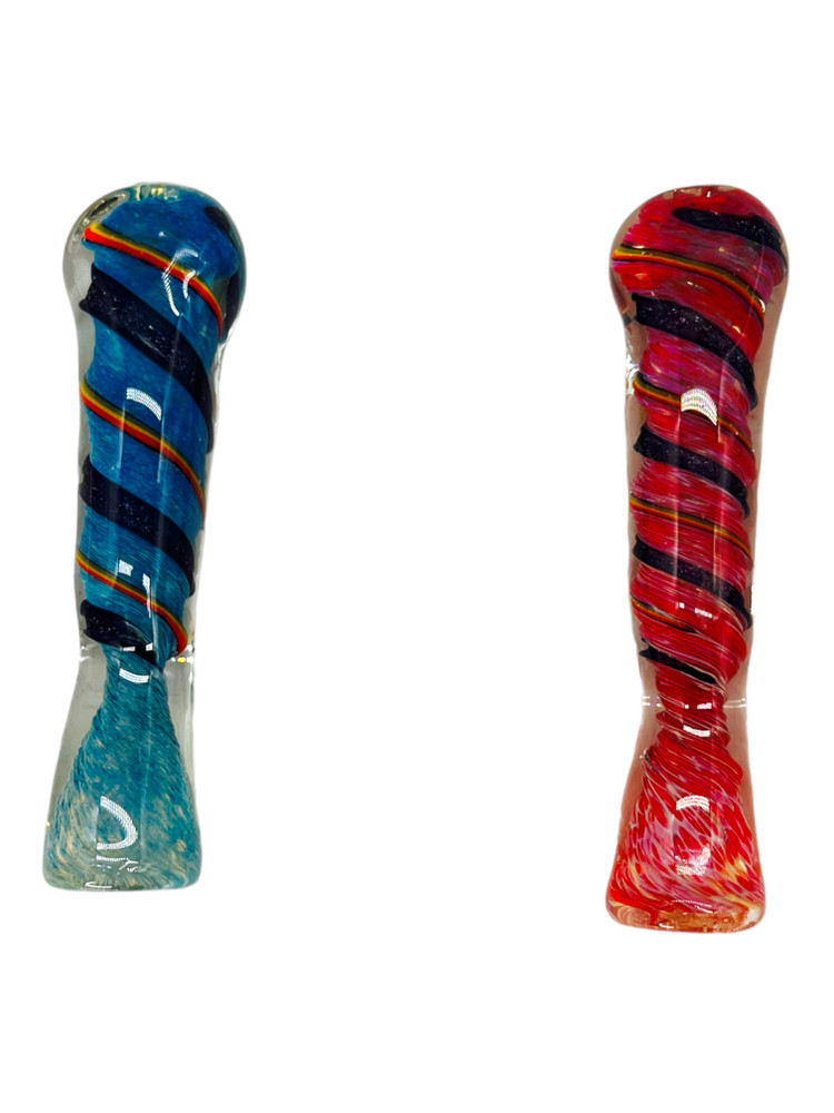 SPIRAL MULTI COLOR DESIGN GLASS CHILLUM 3" - 10CT BAG