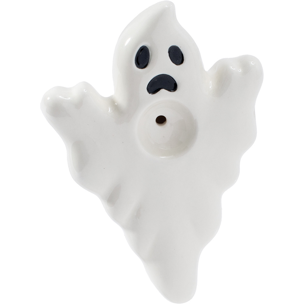 3.5IN GHOST CERAMIC PIPE - WACKY BOWLZ