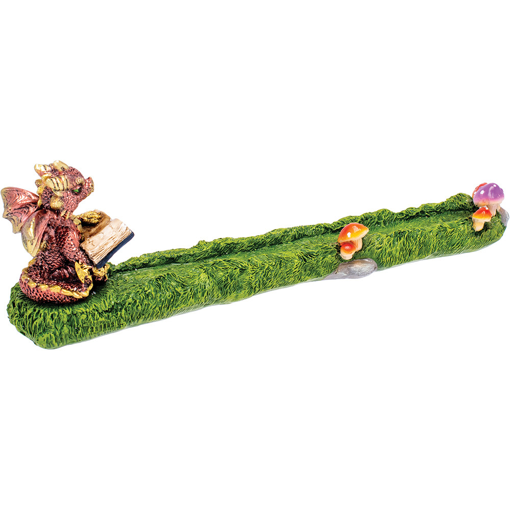 FUJIMA 10.5IN READING DRAGON MUSHROOM INCENSE BURNER