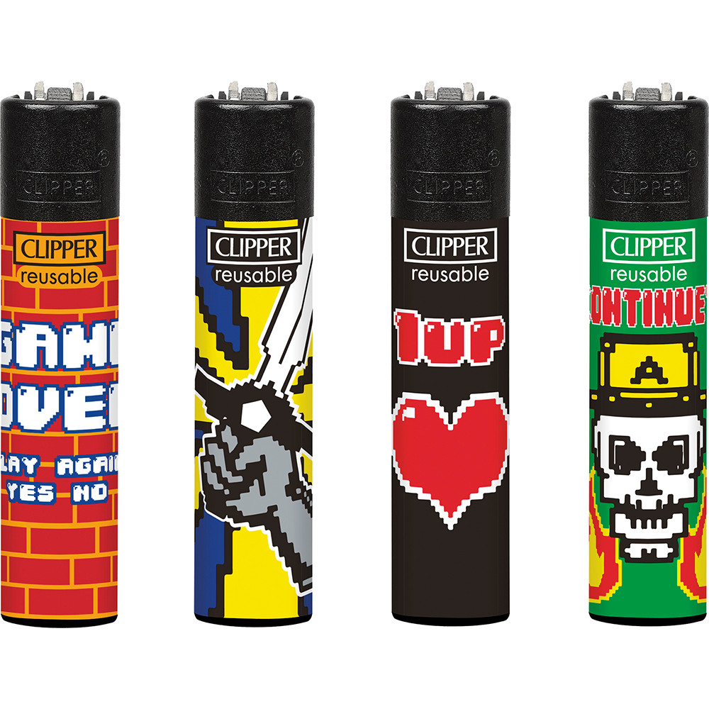 48CT. GAME OVER 1 UP CLIPPER LIGHTERS