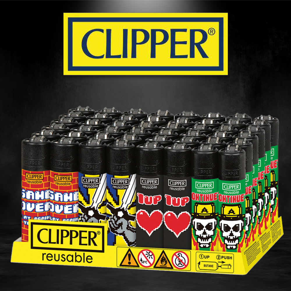 48CT. GAME OVER 1 UP CLIPPER LIGHTERS
