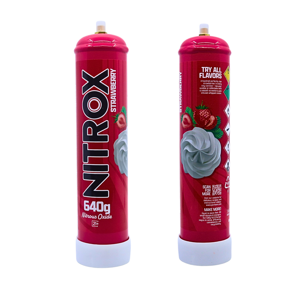 NITROX N2O 640G CREAM CYLINDERS - STRAWBERRY - 6CT