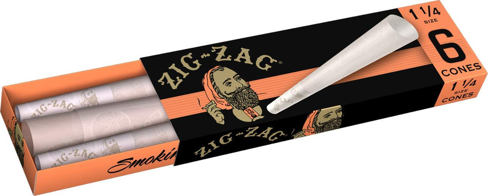 6CT ZIG-ZAG 1 1/4 PRE-ROLLED CONE PACKS -24