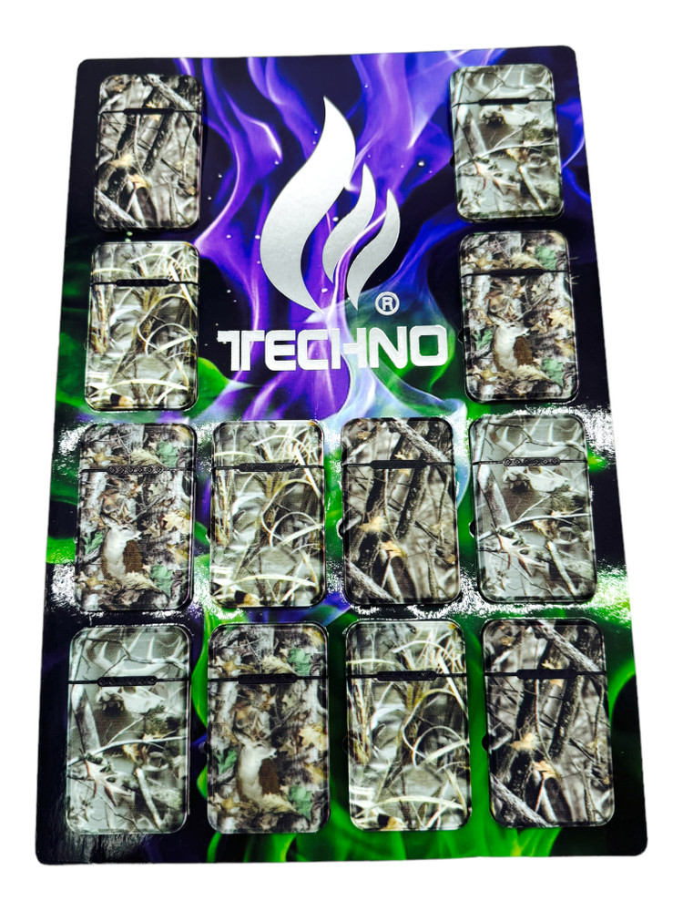 TECHNO FLIP TOP LIGHTER WOODS - 12CT DISPLAY