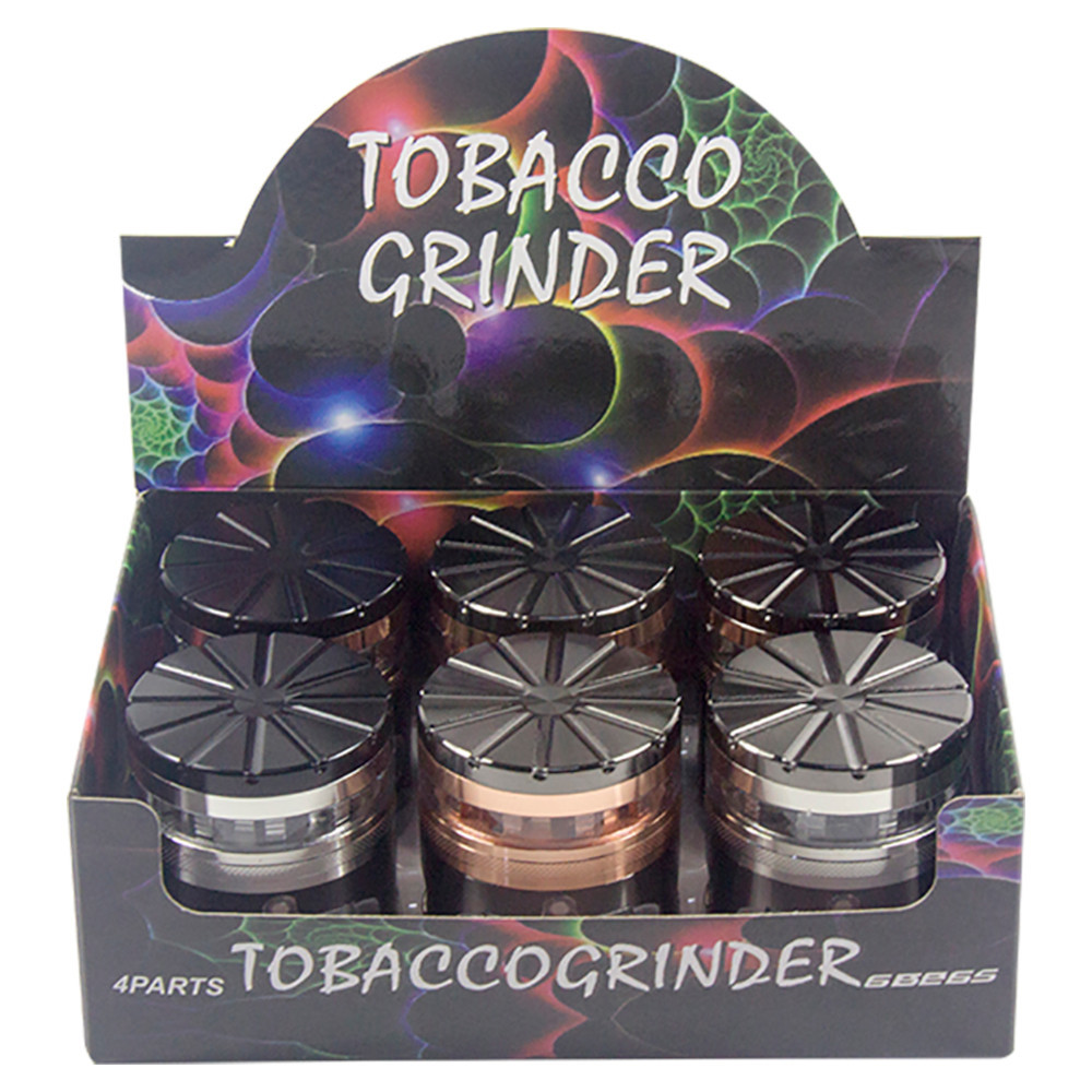 5 PART GRINDER WITH TRANSPARENT GRINDING COMPARTMENT AND SIDE DRAWER 63MM - 6CT