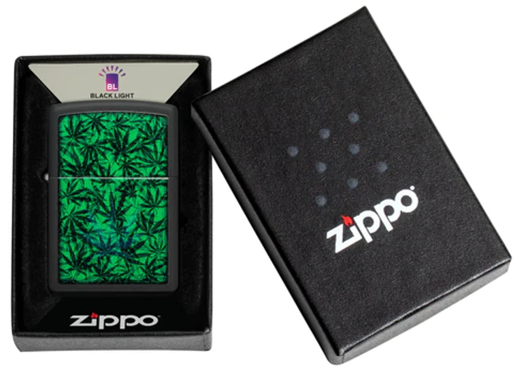 ZIPPO - CANNABIS GREEN DESIGN LIGHTER - 1CT