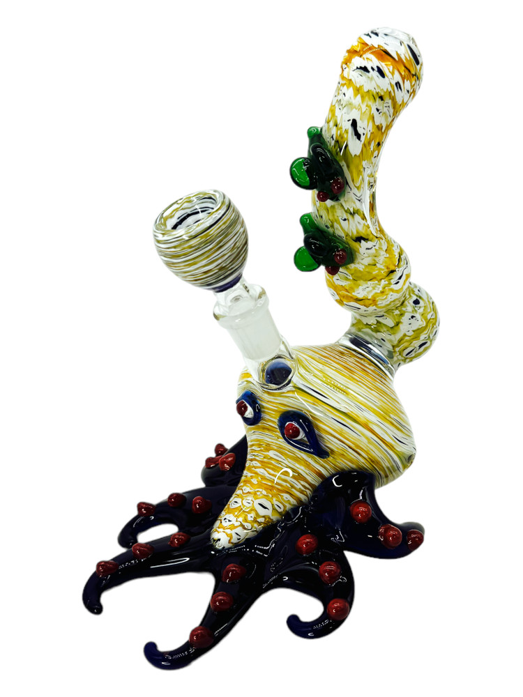 DOUBLE TUBE WAVE OCTOPUS MIX COLOR BUBBLER 8"