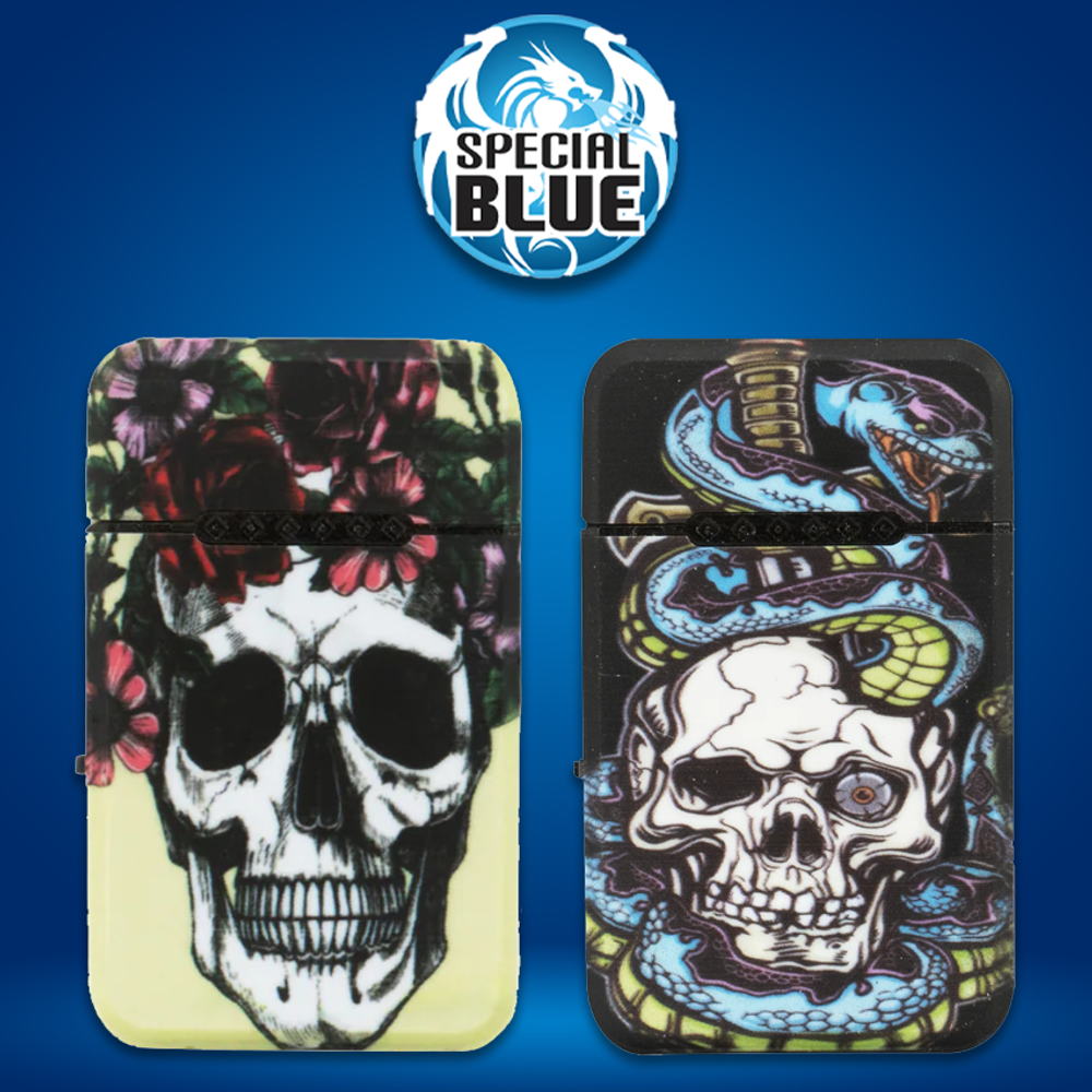 SKULLS & ROSES - SPECIAL BLUE LIGHTERS - 20CT DISPLAY