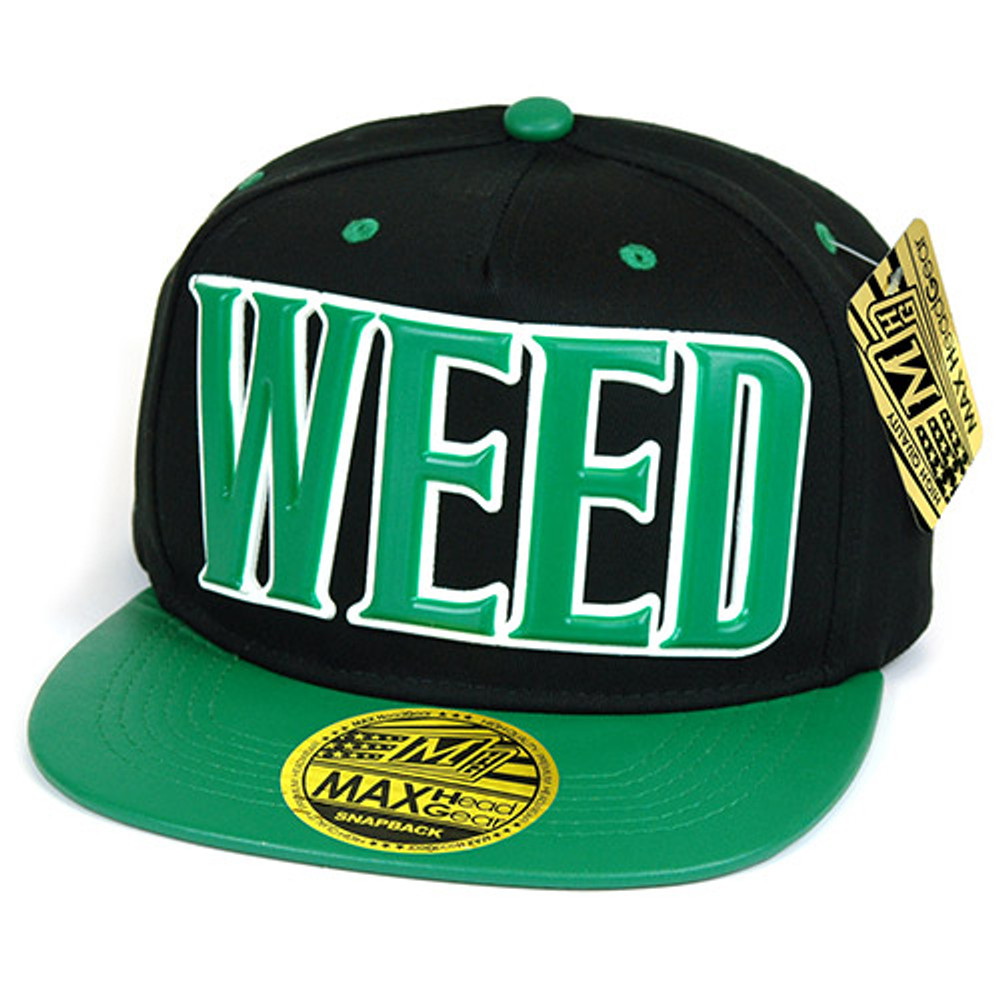 PVC EMBROIDERED 3D SILICONE SNAPBACK HAT WEED - 12CT DISPLAY