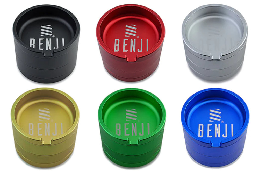 BENJI 100MM 4 PIECE GRINDER WITH TOP ASHTRAY - 1CT