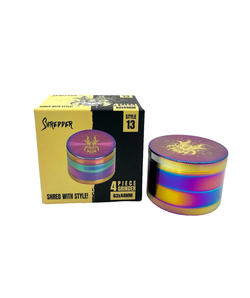 SHREDDER 4 PIECE GRINDER 63MM (STYLE 13) - MIXED COLOR