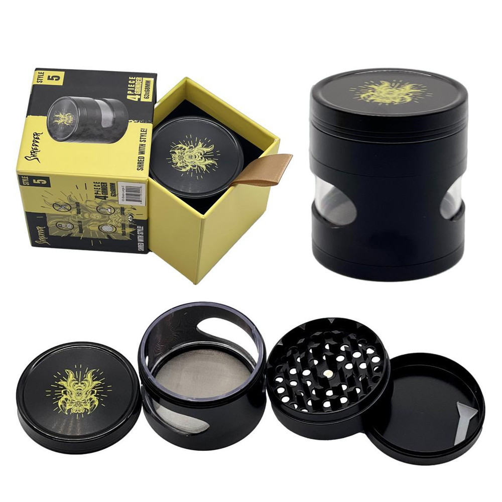 SHREDDER 4 PIECE GRINDER 63MM (STYLE 5) - MIXED COLOR