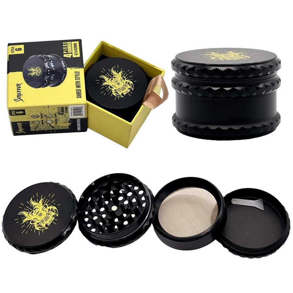 SHREDDER 4 PIECE GRINDER 63MM (STYLE 6) - MIXED COLOR