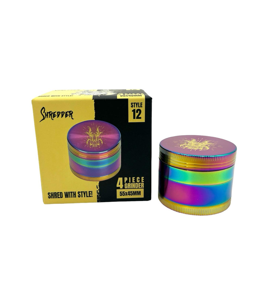 SHREDDER 4 PIECE GRINDER 55MM (STYLE 12) - MIXED COLOR