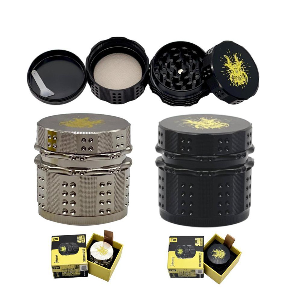 SHREDDER 4 PIECE GRINDER 52MM (STYLE 18) - MIXED COLOR