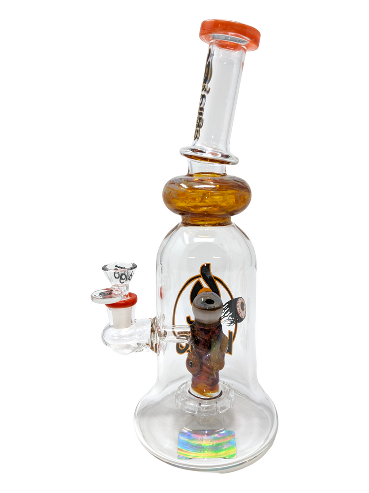 BIIGO BY LOOKAH - BELL BOTTOM DEVIL EYE PERC WATERPIPE 12"