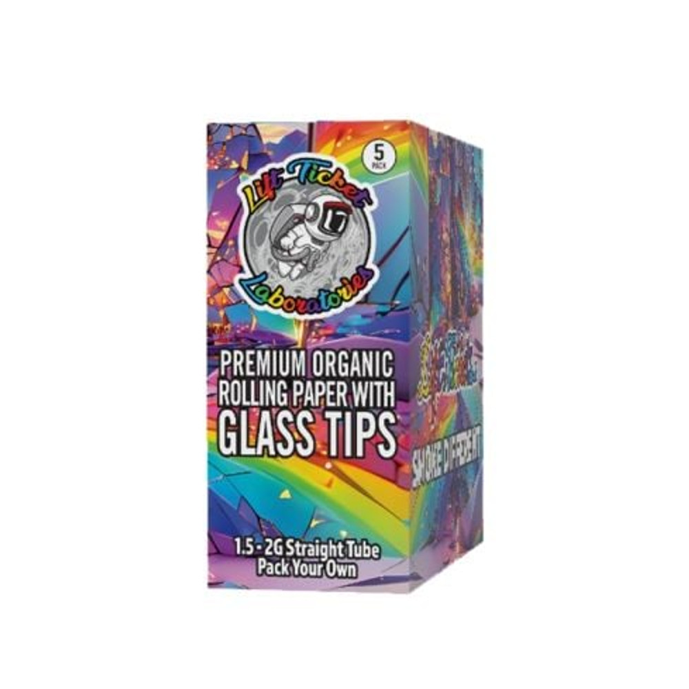 LIFT TICKET ORGANIC ROLLING PAPER WITH GLASS TIPS 1.5/2G - 10CT/5 PACK