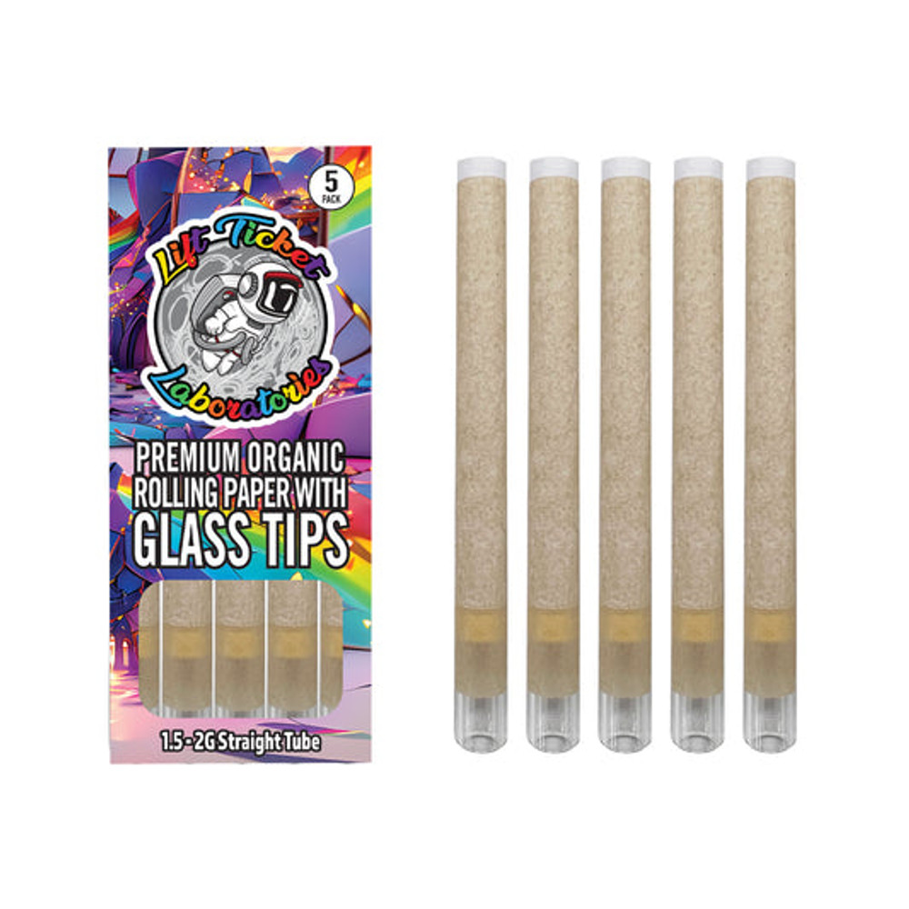 LIFT TICKET ORGANIC ROLLING PAPER WITH GLASS TIPS 1.5/2G - 10CT/5 PACK