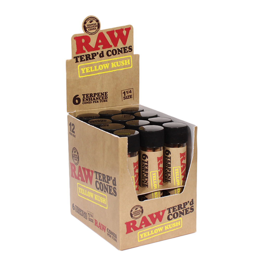RAW TERP'D CONES 1 1/4 SIZE 6-PACK - 12CT DISPLAY