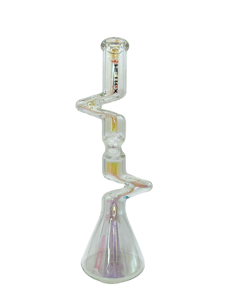 METRIX ZIGZAG CHROME ASSORTED COLOR WATERPIPE 18"