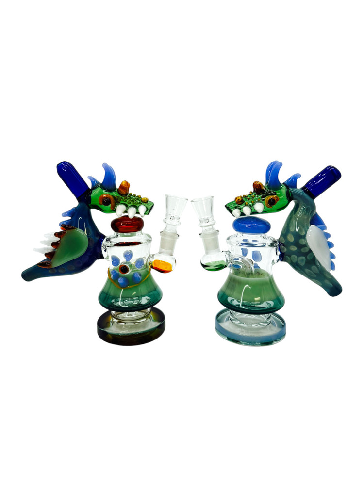 METRIX DRAGON ATTACHED WATERPIPE ASSORTED COLOR 7"