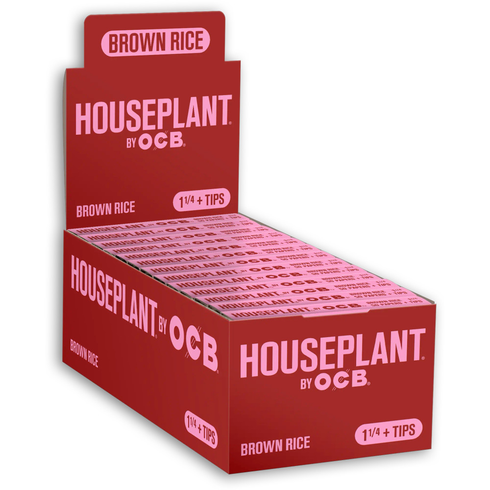 HOUSEPLANT BY OCB 1 1/4 + TIPS BROWN RICE PAPER 50-PACK - DISPLAY OF 24