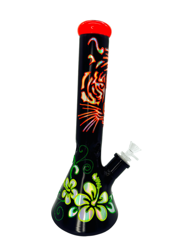 BLACK GITD BEAKER WATERPIPE ASSORTED COLOR 13.5"