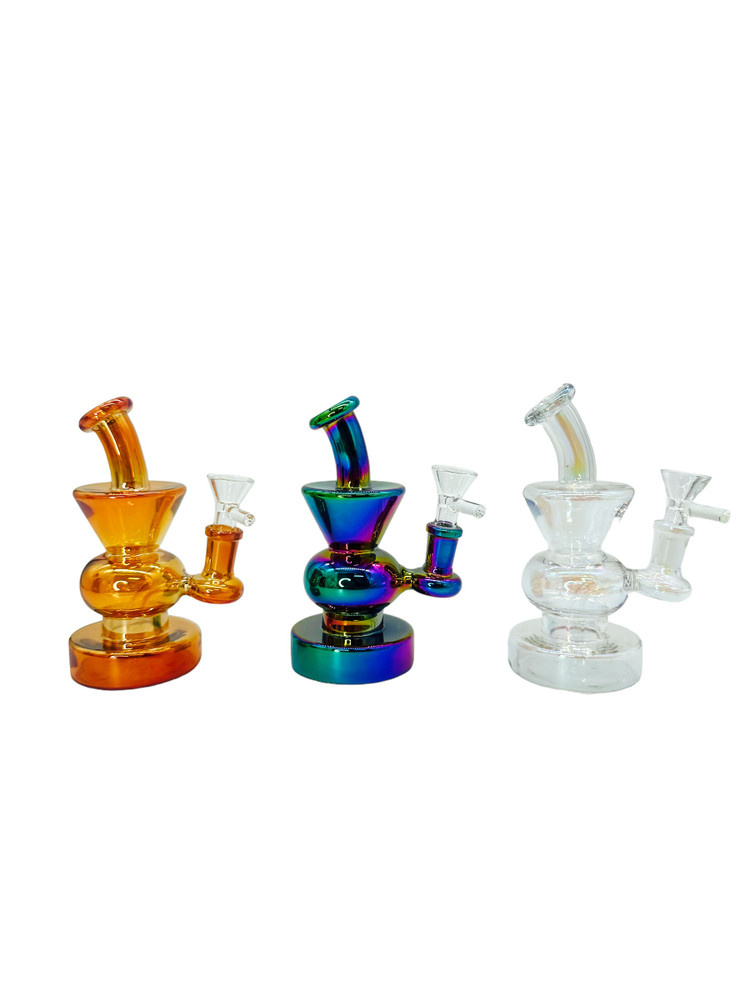 SMALL FUNNEL CHROME WATERPIPE ASSORTED COLOR 6"
