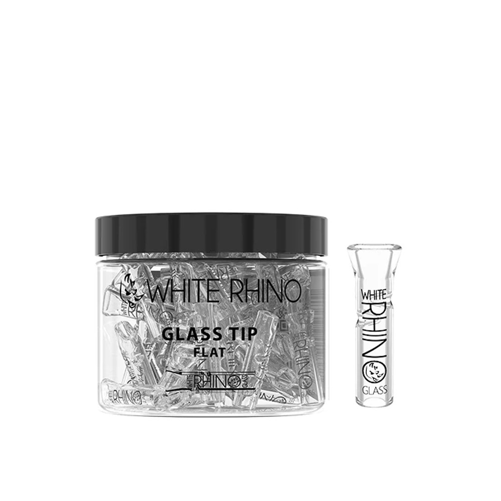 WHITE RHINO 9MM GLASS ROLLING TIP - JAR OF 50
