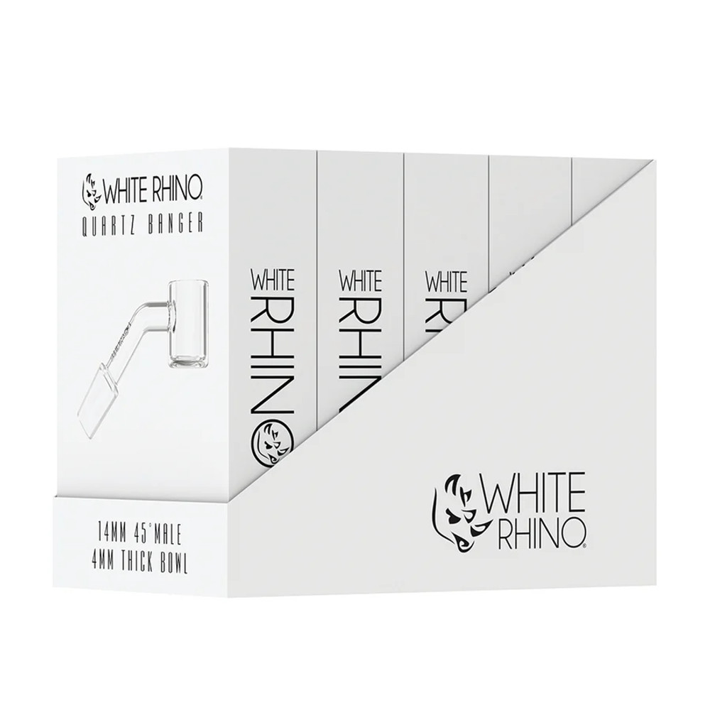 WHITE RHINO 14MM 45° MALE QUARTZ BANGER 4MM - DISPLAY OF 5