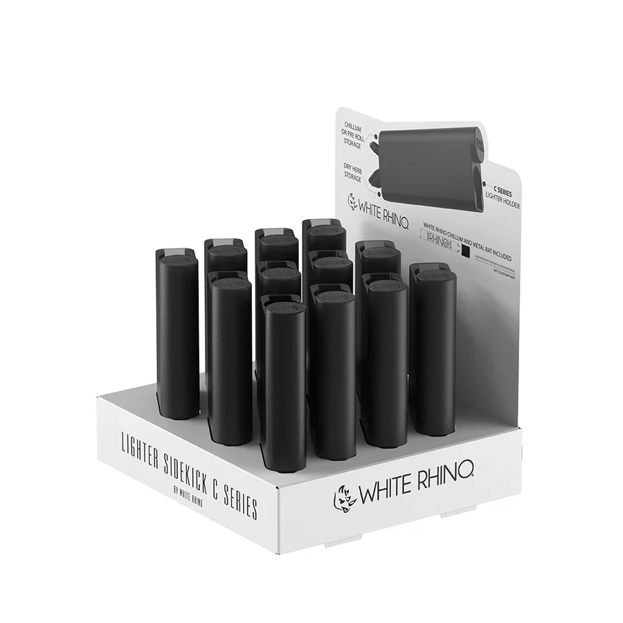 WHITE RHINO LIGHTER SIDEKICK C SERIES SOLID BLACK - DISPLAY OF 12